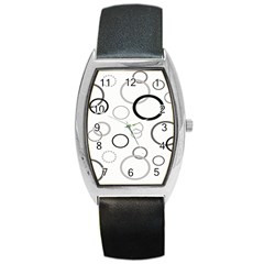 Circle Round Black Grey Barrel Style Metal Watch
