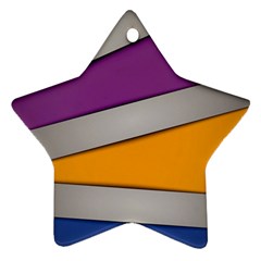Colorful Geometry Shapes Line Green Grey Pirple Yellow Blue Star Ornament (two Sides) by Mariart