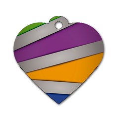 Colorful Geometry Shapes Line Green Grey Pirple Yellow Blue Dog Tag Heart (two Sides)