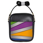 Colorful Geometry Shapes Line Green Grey Pirple Yellow Blue Girls Sling Bags Front