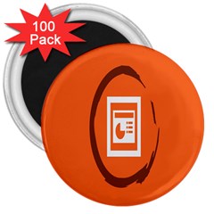 Circles Orange 3  Magnets (100 Pack)