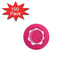 Circle White Pink 1  Mini Magnets (100 Pack) 