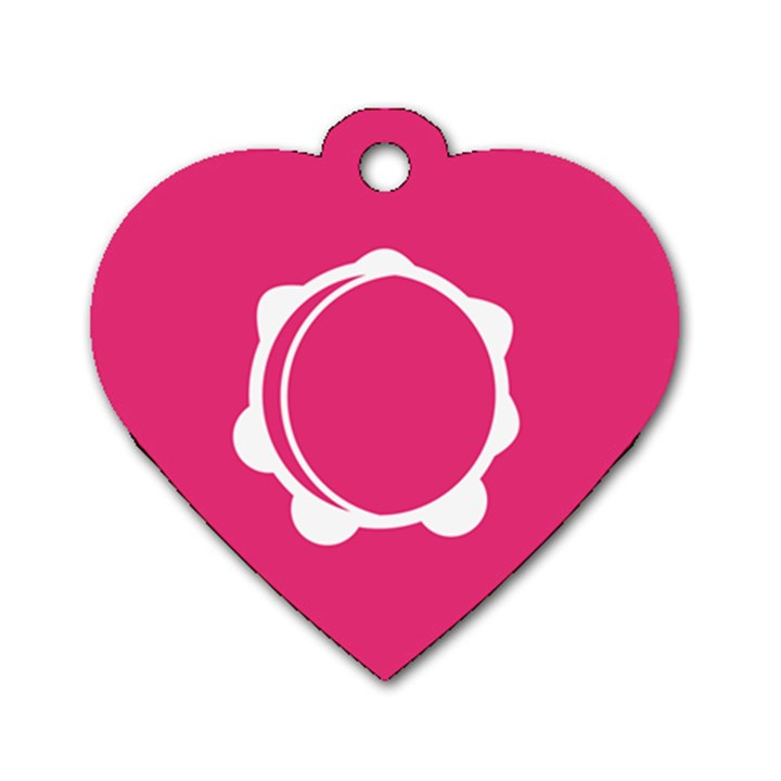 Circle White Pink Dog Tag Heart (One Side)