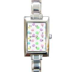 Egg Easter Smile Face Cute Babby Kids Dot Polka Rainbow Rectangle Italian Charm Watch