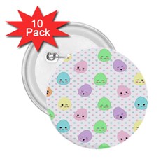 Egg Easter Smile Face Cute Babby Kids Dot Polka Rainbow 2 25  Buttons (10 Pack)  by Mariart