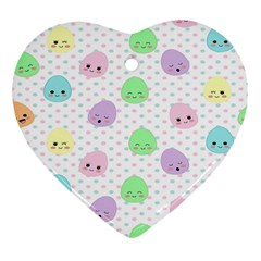 Egg Easter Smile Face Cute Babby Kids Dot Polka Rainbow Heart Ornament (two Sides)