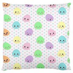 Egg Easter Smile Face Cute Babby Kids Dot Polka Rainbow Large Cushion Case (two Sides) by Mariart