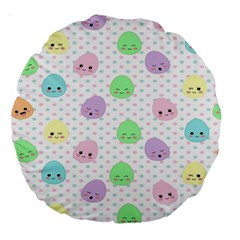 Egg Easter Smile Face Cute Babby Kids Dot Polka Rainbow Large 18  Premium Round Cushions by Mariart