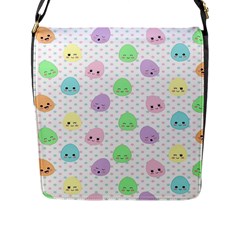 Egg Easter Smile Face Cute Babby Kids Dot Polka Rainbow Flap Messenger Bag (l) 