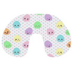 Egg Easter Smile Face Cute Babby Kids Dot Polka Rainbow Travel Neck Pillows by Mariart