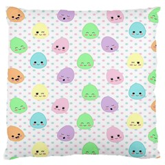 Egg Easter Smile Face Cute Babby Kids Dot Polka Rainbow Large Flano Cushion Case (two Sides) by Mariart