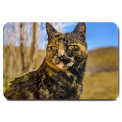 Adult Wild Cat Sitting And Watching Large Doormat  by dflcprints