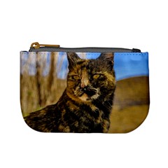 Adult Wild Cat Sitting And Watching Mini Coin Purses by dflcprints