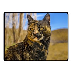 Adult Wild Cat Sitting And Watching Double Sided Fleece Blanket (small)  by dflcprints