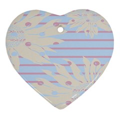 Flower Floral Sunflower Line Horizontal Pink White Blue Ornament (heart)