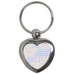 Flower Floral Sunflower Line Horizontal Pink White Blue Key Chains (heart) 