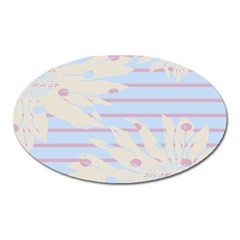 Flower Floral Sunflower Line Horizontal Pink White Blue Oval Magnet