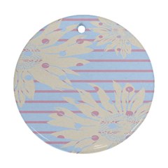 Flower Floral Sunflower Line Horizontal Pink White Blue Round Ornament (two Sides)