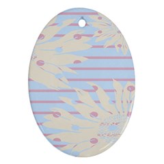 Flower Floral Sunflower Line Horizontal Pink White Blue Oval Ornament (two Sides) by Mariart