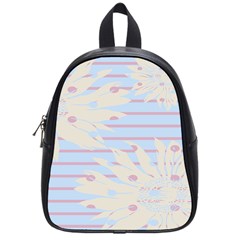 Flower Floral Sunflower Line Horizontal Pink White Blue School Bags (small) 