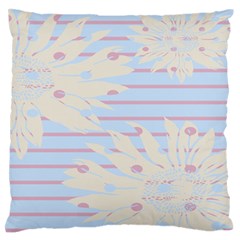 Flower Floral Sunflower Line Horizontal Pink White Blue Large Flano Cushion Case (two Sides) by Mariart