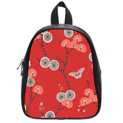 Dandelions Red Butterfly Flower Floral School Bags (small) 