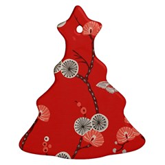 Dandelions Red Butterfly Flower Floral Ornament (christmas Tree) 