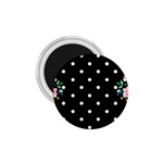 Flower Frame Floral Polkadot White Black 1.75  Magnets Front