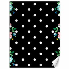 Flower Frame Floral Polkadot White Black Canvas 36  X 48   by Mariart