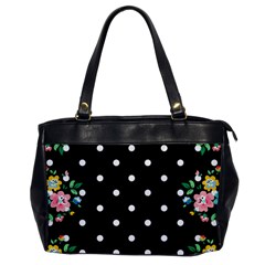 Flower Frame Floral Polkadot White Black Office Handbags by Mariart