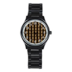 Geometric Shapes Plaid Line Stainless Steel Round Watch