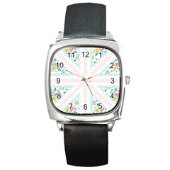 Frame Flower Floral Sunflower Line Square Metal Watch by Mariart