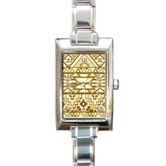 Geometric Seamless Aztec Gold Rectangle Italian Charm Watch by Mariart