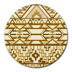 Geometric Seamless Aztec Gold Round Mousepads by Mariart