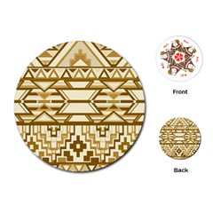 Geometric Seamless Aztec Gold Playing Cards (round)  by Mariart
