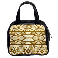 Geometric Seamless Aztec Gold Classic Handbags (2 Sides)