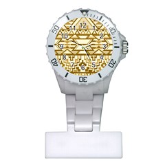 Geometric Seamless Aztec Gold Plastic Nurses Watch