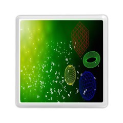 Geometric Shapes Letters Cubes Green Blue Memory Card Reader (square)  by Mariart