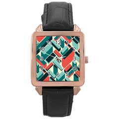 German Synth Stock Music Plaid Rose Gold Leather Watch  by Mariart