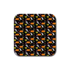 Ghost Pumkin Craft Halloween Hearts Rubber Coaster (square) 