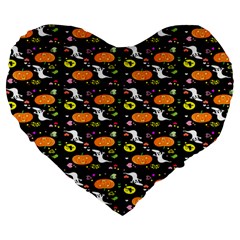 Ghost Pumkin Craft Halloween Hearts Large 19  Premium Heart Shape Cushions by Mariart