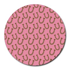 Horse Shoes Iron Pink Brown Round Mousepads by Mariart