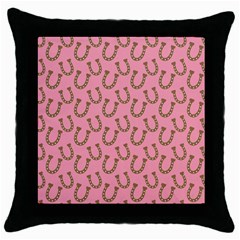 Horse Shoes Iron Pink Brown Throw Pillow Case (black)