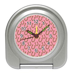 Horse Shoes Iron Pink Brown Travel Alarm Clocks by Mariart