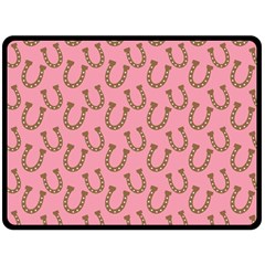 Horse Shoes Iron Pink Brown Fleece Blanket (large) 