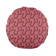 Horse Shoes Iron Pink Brown Standard 15  Premium Round Cushions by Mariart