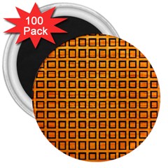 Halloween Squares Plaid Orange 3  Magnets (100 Pack)