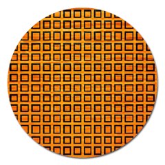 Halloween Squares Plaid Orange Magnet 5  (round)