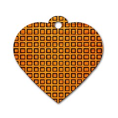 Halloween Squares Plaid Orange Dog Tag Heart (two Sides)