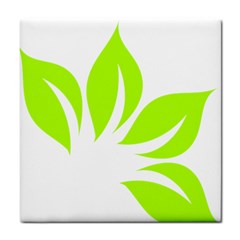 Leaf Green White Tile Coasters